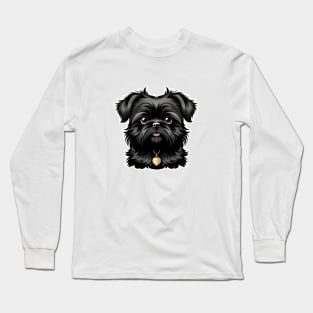 Head affenpinscher dog pet portrait cartoon vector illustration Long Sleeve T-Shirt